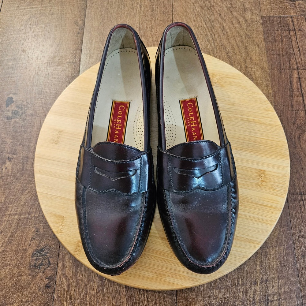 Cole Haan City Penny Loafers Burgundy Leather Dress Shoes Mens Size 11 B